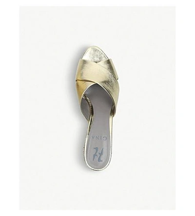 Shop Gina Janiero Jewel-embellished Leather Mules In Metal Comb