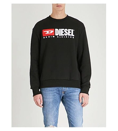 Shop Diesel S-crew-division Cotton-jersey Sweatshirt In Black