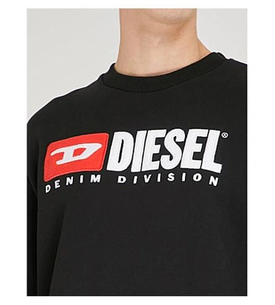 Shop Diesel S-crew-division Cotton-jersey Sweatshirt In Black