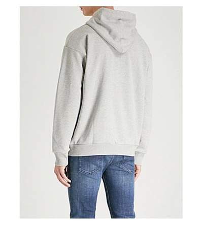 Shop Diesel S-division Cotton-jersey Hoodie In Light Grey Melange