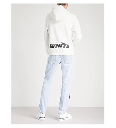 Shop Off-white Logo-print Cotton-jersey Hoody In White