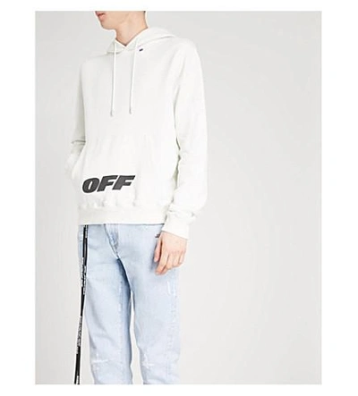 Shop Off-white Logo-print Cotton-jersey Hoody In White