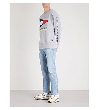 Tommy Jeans 90s Sailing Capsule Flag Logo Crew Neck Sweatshirt In Gray Marl  - Gray In Grey | ModeSens