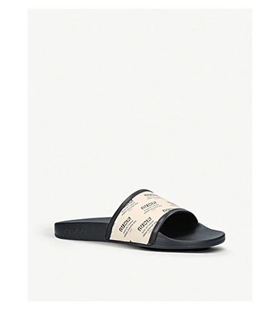 Shop Gucci Pursuit Printed Rubber Sliders In Black