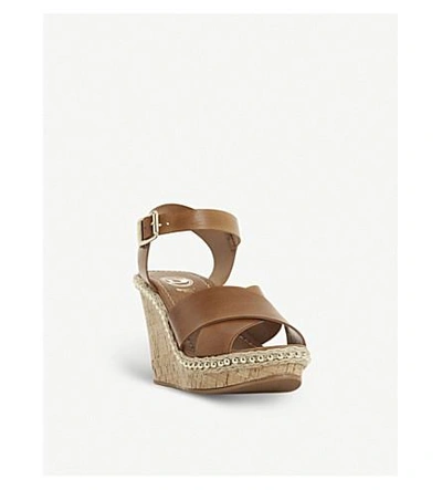 Shop Dune Karena Stud Wedge Heel Leather Sandals In Tan-leather