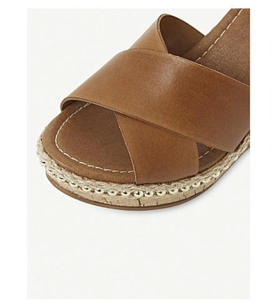 Shop Dune Karena Stud Wedge Heel Leather Sandals In Tan-leather