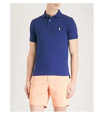 Shop Polo Ralph Lauren Slim-fit Cotton-piqué Polo Shirt In Fall Royal/sp18