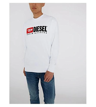 Shop Diesel S-crew-division Logo-print Sweatshirt In Bright White