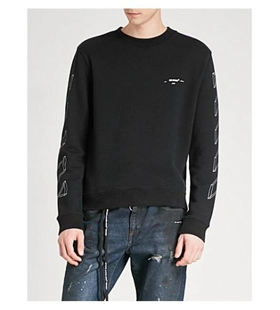 Shop Off-white Logo-print Cotton-jersey Sweatshirt In Black