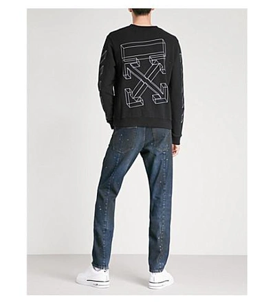 Shop Off-white Logo-print Cotton-jersey Sweatshirt In Black