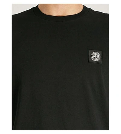 Shop Stone Island Logo-print Cotton-jersey T-shirt In Black