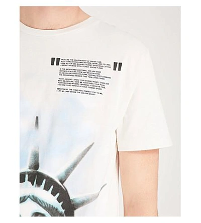 Shop Off-white Liberty Cotton-jersey T-shirt In White
