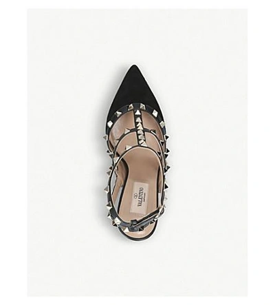 Shop Valentino Rockstud 100 Leather Courts In Black