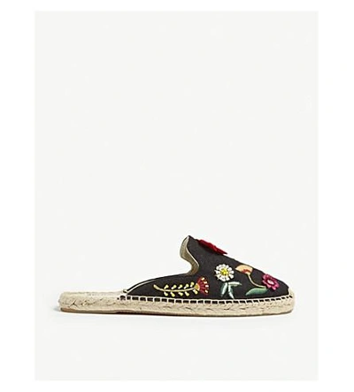 Shop Soludos Embellished Floral Mules In Black