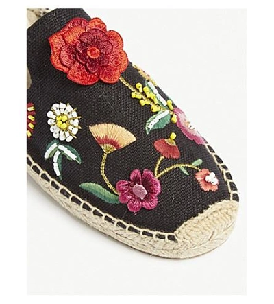 Shop Soludos Embellished Floral Mules In Black