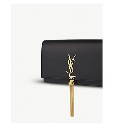 Shop Saint Laurent Kate Leather Wallet-on-chain In Black