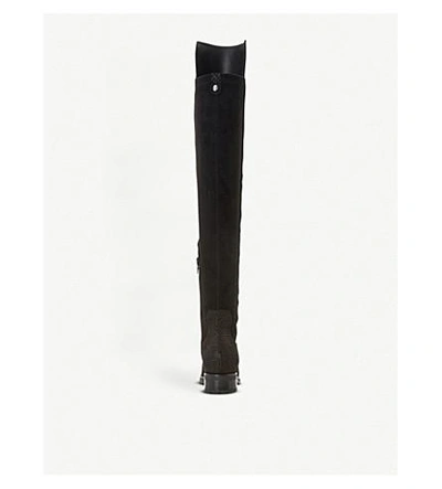 Shop Dune Tarrin Stretch-panel Over-the-knee Boots In Black-embossed Leather