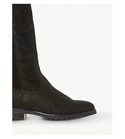 Shop Dune Tarrin Stretch-panel Over-the-knee Boots In Black-embossed Leather