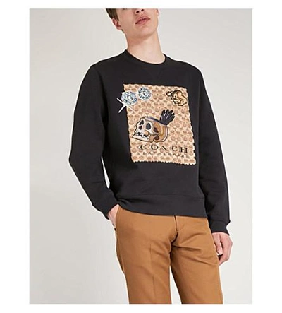 Shop Coach Dark Disney Cotton-blend Sweatshirt In Black