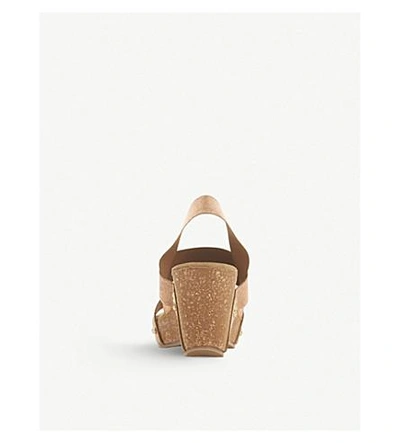 Shop Dune Kassii - Cork Wedge Studded Mule Sandal In Rose Gold-fabric