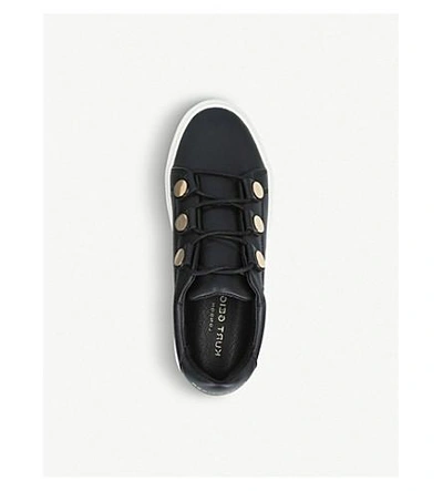 Shop Kurt Geiger Larnie Lace-up Leather Trainers In Black