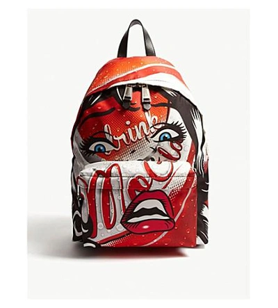 Shop Moschino Face And Cola Nylon Backpack In Red