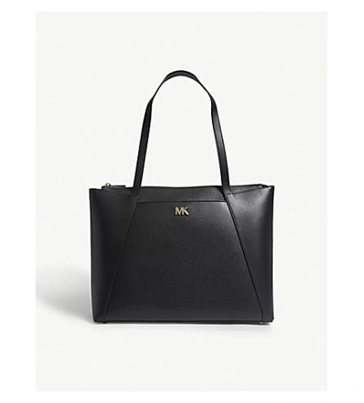 Shop Michael Michael Kors Michael Kors Black Maddie Leather Tote Bag