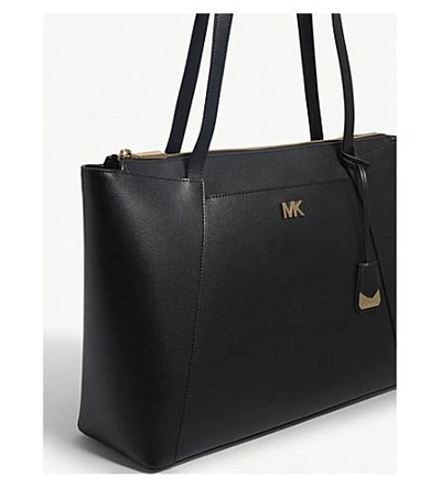 Shop Michael Michael Kors Michael Kors Black Maddie Leather Tote Bag