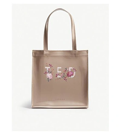 Shop Ted Baker Bricon Small Floral Icon Tote In Rose Gold