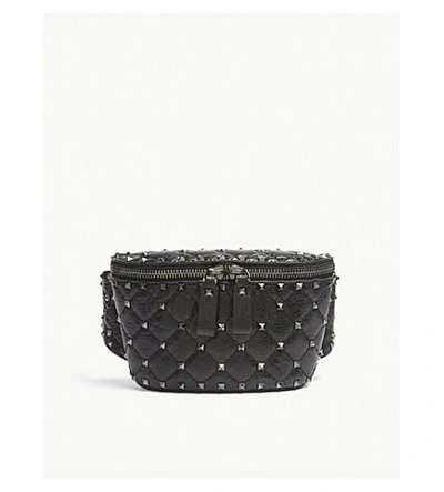 Shop Valentino Rockstud Leather Bum Bag In Black