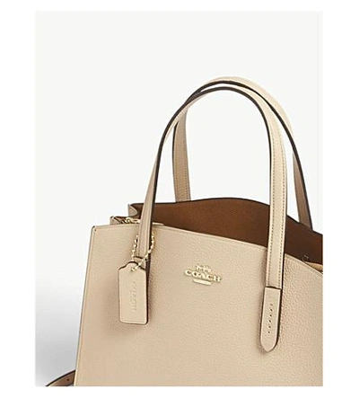 Shop Coach Charlie Small Grained Leather Shoulder Bag In Li/beechwood