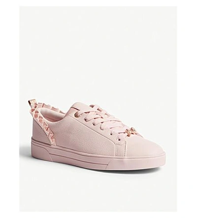 Ted Baker Astrina Ruffle Leather Trainers In Dusky Pink | ModeSens