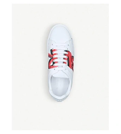 Shop Burberry Westford Graffiti-print Leather Low-top Trainers In Red
