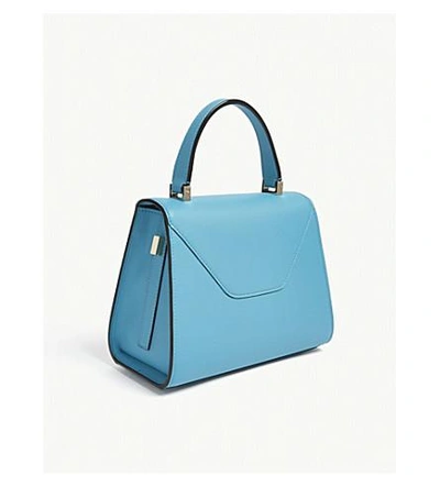 Shop Valextra Iside Mini Leather Cross-body Bag In Aqua Marina