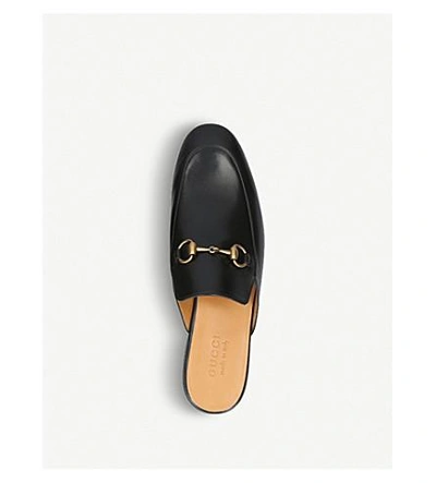 Shop Gucci Mens Black Princetown Leather Slippers