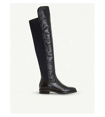Shop Dune Tarrin Stretch-panel Over-the-knee Boots In Black-leather
