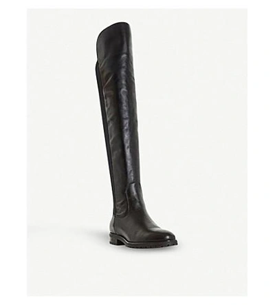 Shop Dune Tarrin Stretch-panel Over-the-knee Boots In Black-leather