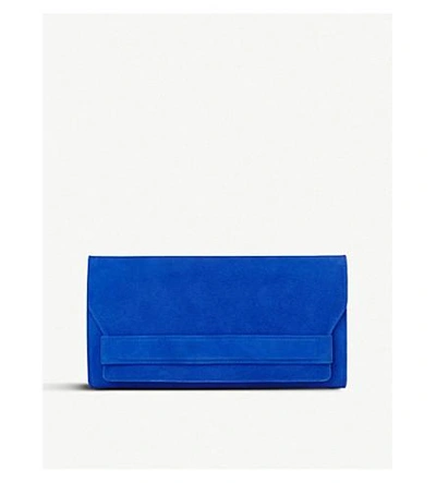 Shop Lk Bennett Blue Poolside Elegant Ella Suede Clutch Bag In Blu-poolside