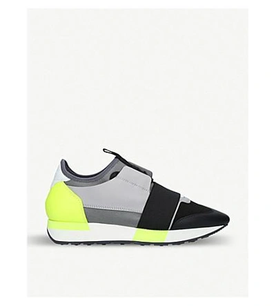 Shop Balenciaga Race Runners Leather, Suede And Mesh Sneakers In Black/comb