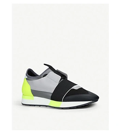 Shop Balenciaga Race Runners Leather, Suede And Mesh Sneakers In Black/comb