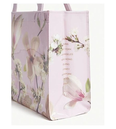 Shop Ted Baker Avscon Small Floral Icon Tote In Pale Pink