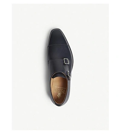 Shop Crockett & Jones Lowndes Double Monk Leather Shoes In Navy