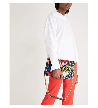 Shop Kurt Geiger Ladies Orange Floral Kensington Fabric Shoulder Bag