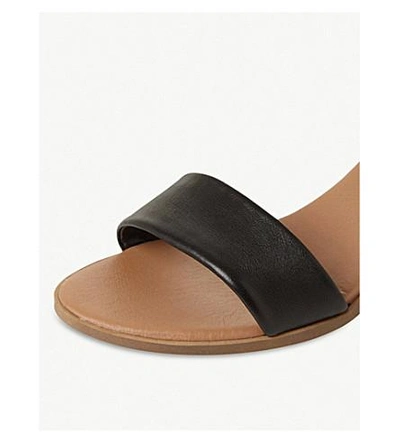 Shop Steve Madden April Leather Strap Mid-heeled Sandals In Black-leather