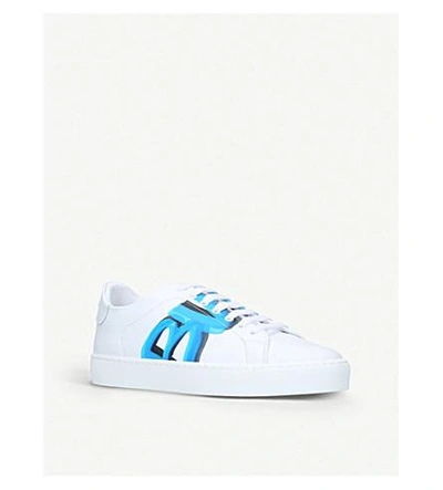 Shop Burberry Westford Graffiti-print Leather Low-top Trainers In Blue