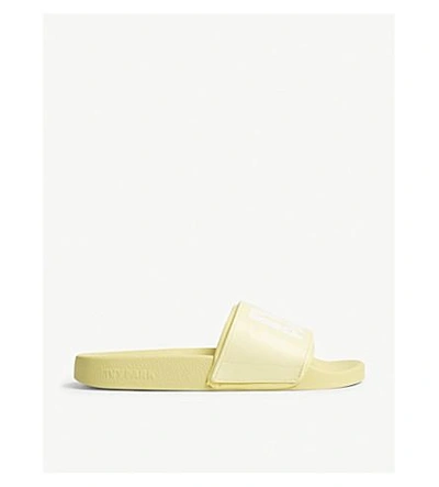 Shop Ivy Park Logo Pool Sliders In Yellow Pear