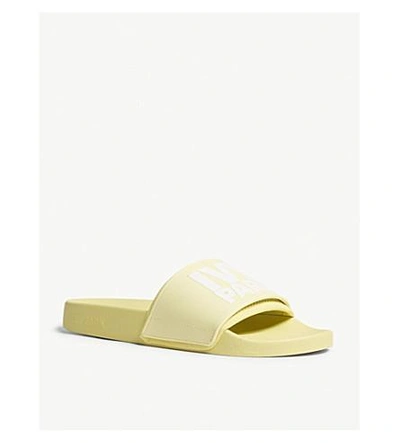 Shop Ivy Park Logo Pool Sliders In Yellow Pear