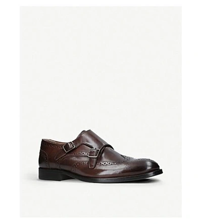Shop Kurt Geiger Montgomery Leather Monk Shoes In Brown