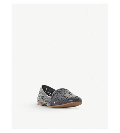 Shop Dune Galatia Floral Laser-cut Leather Loafers In Navy-leather