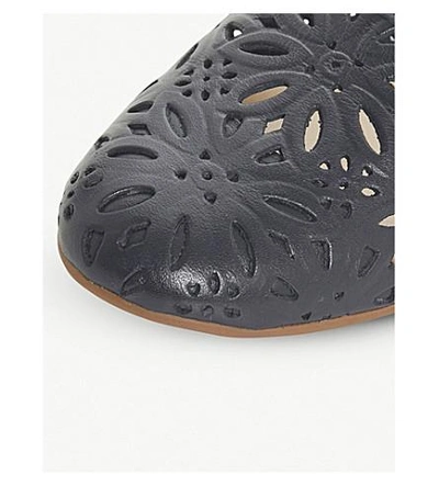 Shop Dune Galatia Floral Laser-cut Leather Loafers In Navy-leather
